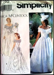 8165 OFF SHOULDER DROP WAIST BK PEPLUM BRIDE DRESS PATTERN 12=14